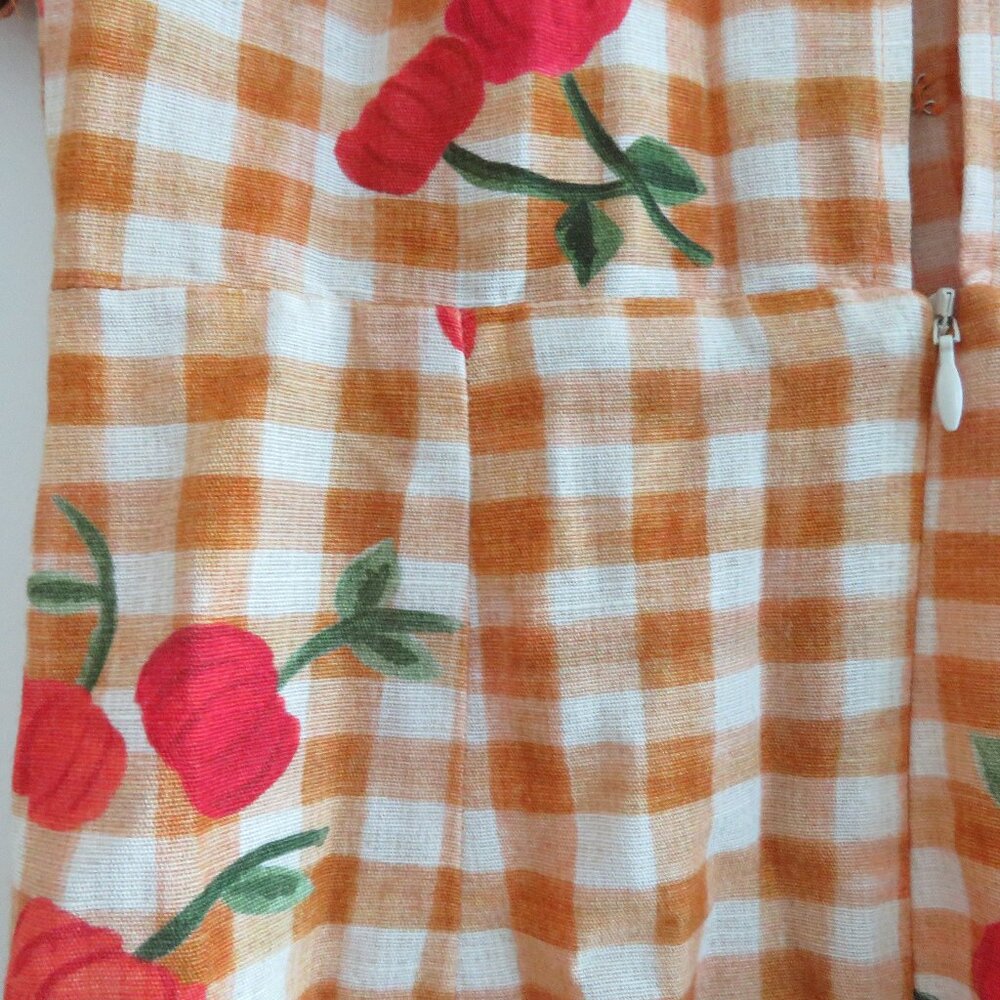 FARM Rio Orange Gingham Cherry Print Puff Sleeve Dress - Picture 13 of 16